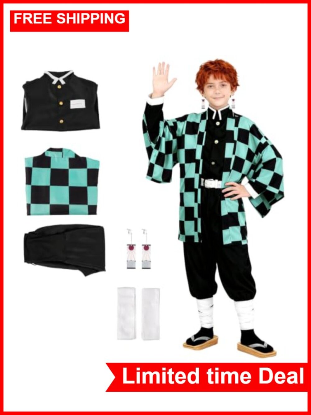 Women's Anime Cosplay Kimono Costume Set with Cloak and Belt